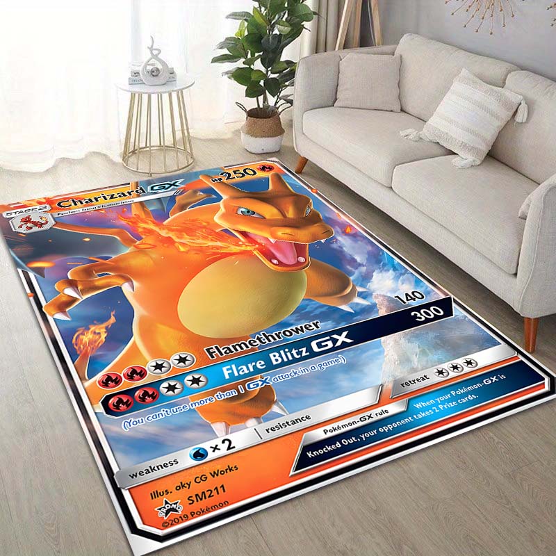 15 Sizes Pokémon Cards Charizard Printing Carpet for Living Room Bedroom Kid's Room Home Decor Area Rug Sofa Cloakroom Mat