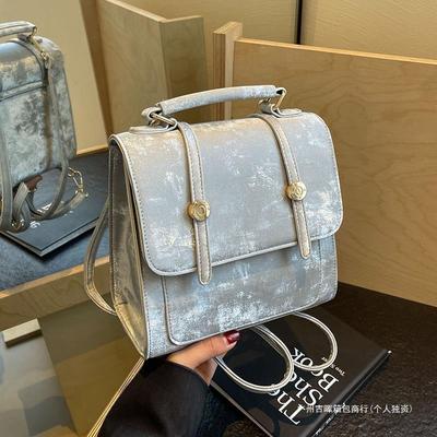 Jihui Borsa da donna Colore puro Struttura semplice Versione coreana di zaino di grande capacità alla moda straniera