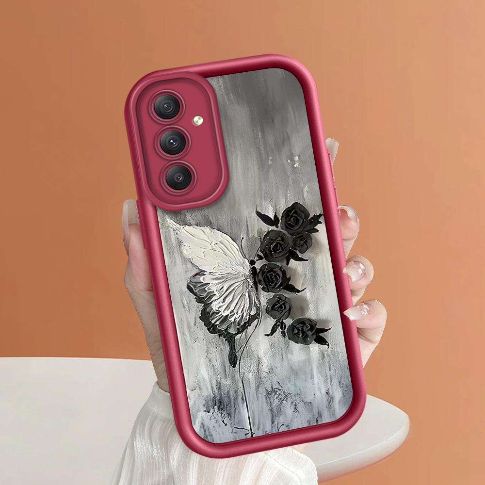 Soft Silicone Square Ladder Printing Pattern Phone Casing Full Cover Camera Shockproof Protection Rubber Case for Samsung