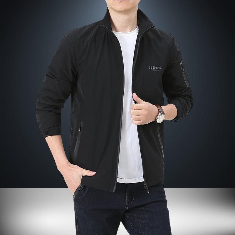 Spring and Autumn New Elastic Jacket Men's Casual Fashion Four-Sided Elastic Jacket Windbreaker Stand-up Jacket