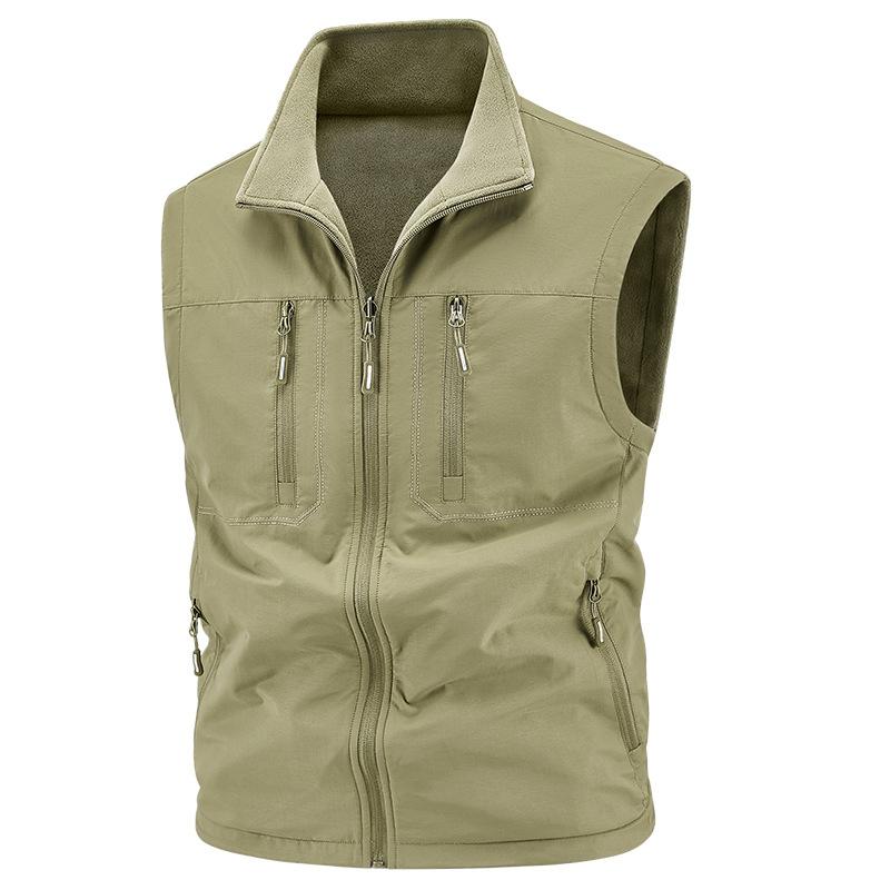 New Casual Vest Men's Loose Vest Outdoor Zipper Multi-pocket Jacket Spring and Autumn Vest Large Size Sports