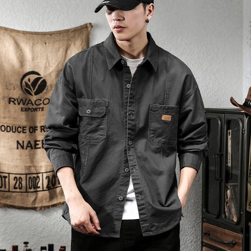 American Retro Tooling Black Casual Shirt Men'S Trendy Brand Heavy Shirt Men'S Jacket Men'S