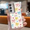 Cute Cartoon Bowknots Print Case For Samsung S26 S25 Ultra S24 FE S23 Plus S22 S21 A15 A16 A17 A35 A36 A37 A54 A55 A56 A57 5G Plating Lens Soft Cover