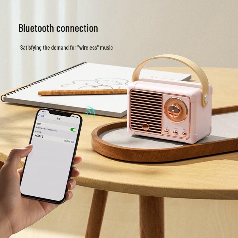HM11 Retro Bluetooth Mini Speaker with Radio CN Plug (adapter Included)
