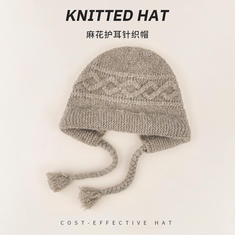 Vintage Fair Island Hat Women'S Windproof And Cold-Proof Wool Hat Warm Ear Protector Lei Feng Hat Show Face Small Knitted Hat