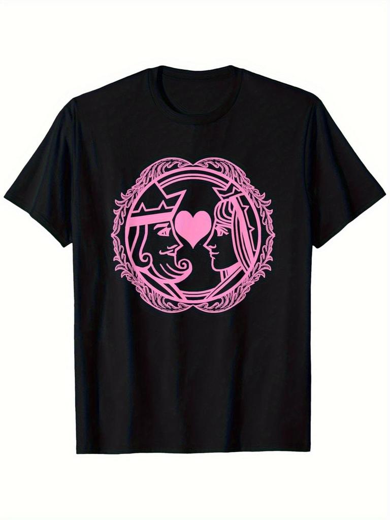 Roundneck Tshirt Casual Streetwear Unisexs Heartprint Shirt Heartshaped Pattern Tshirt RoUnisextic Tshirt WOMEN T Shirt