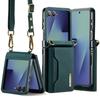 Premium Crossbody Leather Wallet Phone Case For Samsung Galaxy Z Flip 8 7 6 5 4 3 Card Slots Holder Cover Hoesje Coque Funda