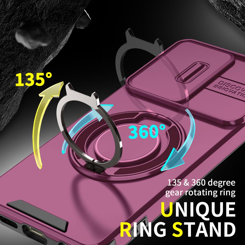 Magnetic Ring Stand Armor Case For Motorola Moto G Stylus 5G 2024 Power 2025 Play 2026 Slide Push Window Lens Protection Cover