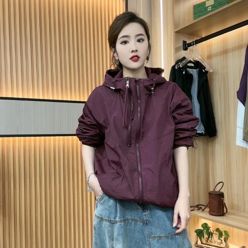 Women's Hooded Sun Protection Clothing Versatile Outdoor Korean Style Baseball Uniform Sun Protection Clothing for Outer Wear