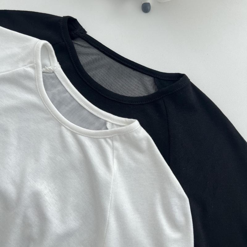 Gothic Y2k Vintage O-Neck Slim T-Shirts Women Chic Mesh Cyber See Through Crop Tops Female Korean Fashion Casual Clothing New