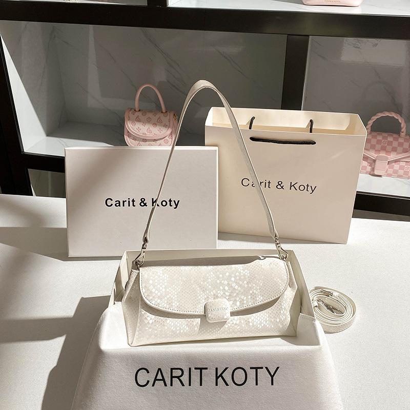 Маленькая и нишевая блестящая сумка-палочка Весенняя новая высококлассная однолямочная сумка через плечопод мышку белый 6290₽