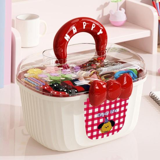 Aufbewahrungsbox für Haaraccessoires Staubdichter Deckel mit Schleifen-Dekor Schichtbehälter für Kinderclips Krawatten