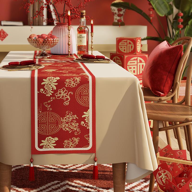 Tv Cabinet, Tablecloth, Fu Character, Side Cabinet, Cover Cloth, Red Festive Tablecloth, Dining Table, Coffee Table, Long Table Flag