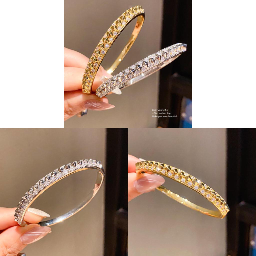 Copper Zirconia Embellished Bangle Fashion Jewelry For Office Wear