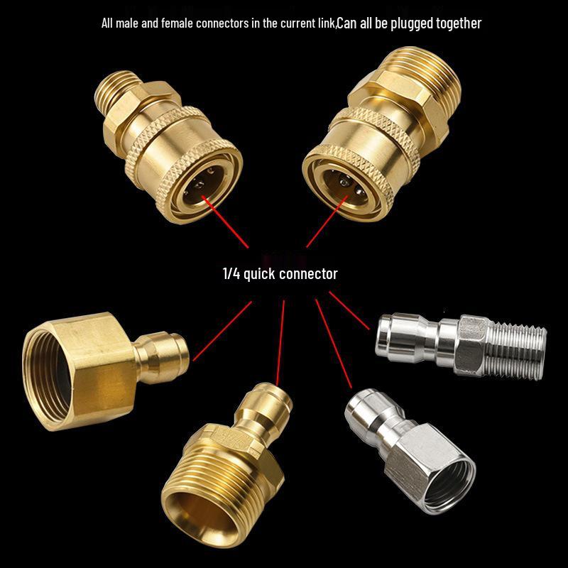 Schnellanschluss-Hochdruckreiniger-Adapter mit Stahlkugelverriegelung und verbessertem Gewinde.