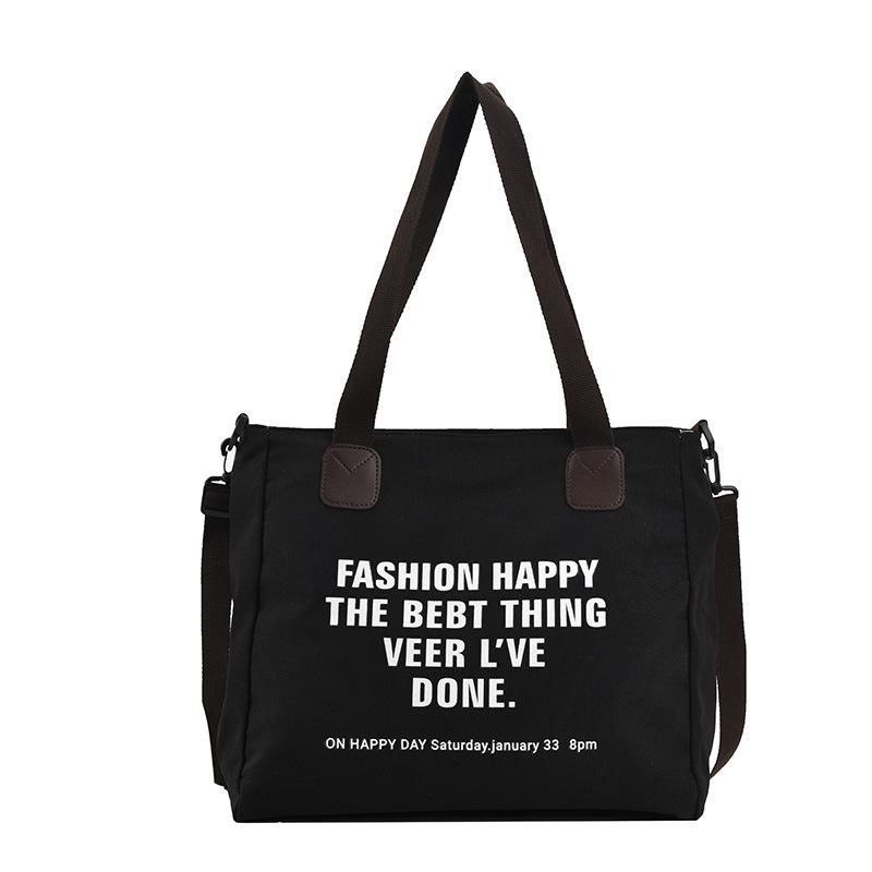 Simple Canvas Large-Capacity Shopping Bag Bag Women'S Lazy Style Single Shoulder Fashion Japanese Messenger Bag Tide