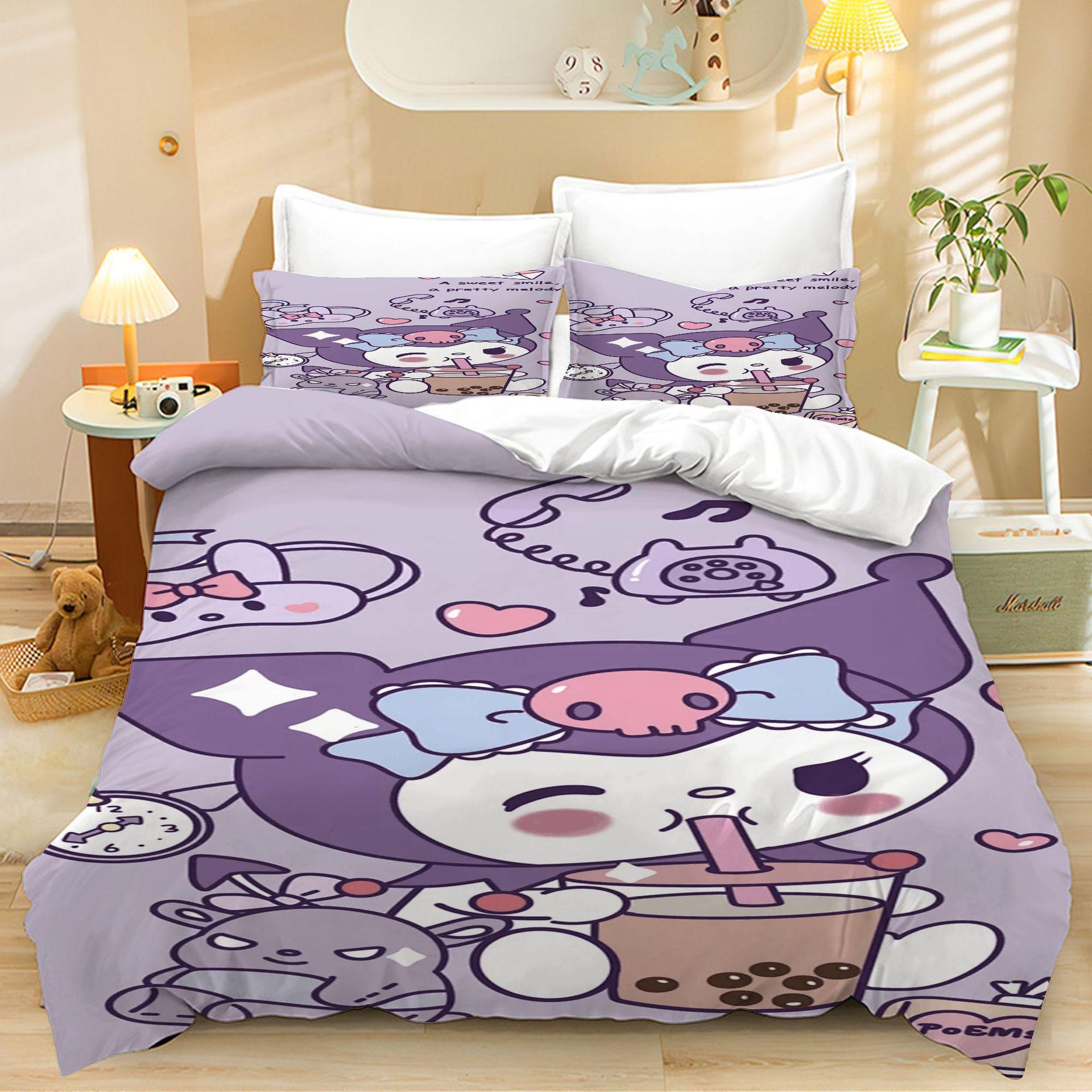 

Home Textiles Three-Piece Cute Kulomie Cartoon Digital Printing Quilt Pillowcase Bedding 90 * 200
