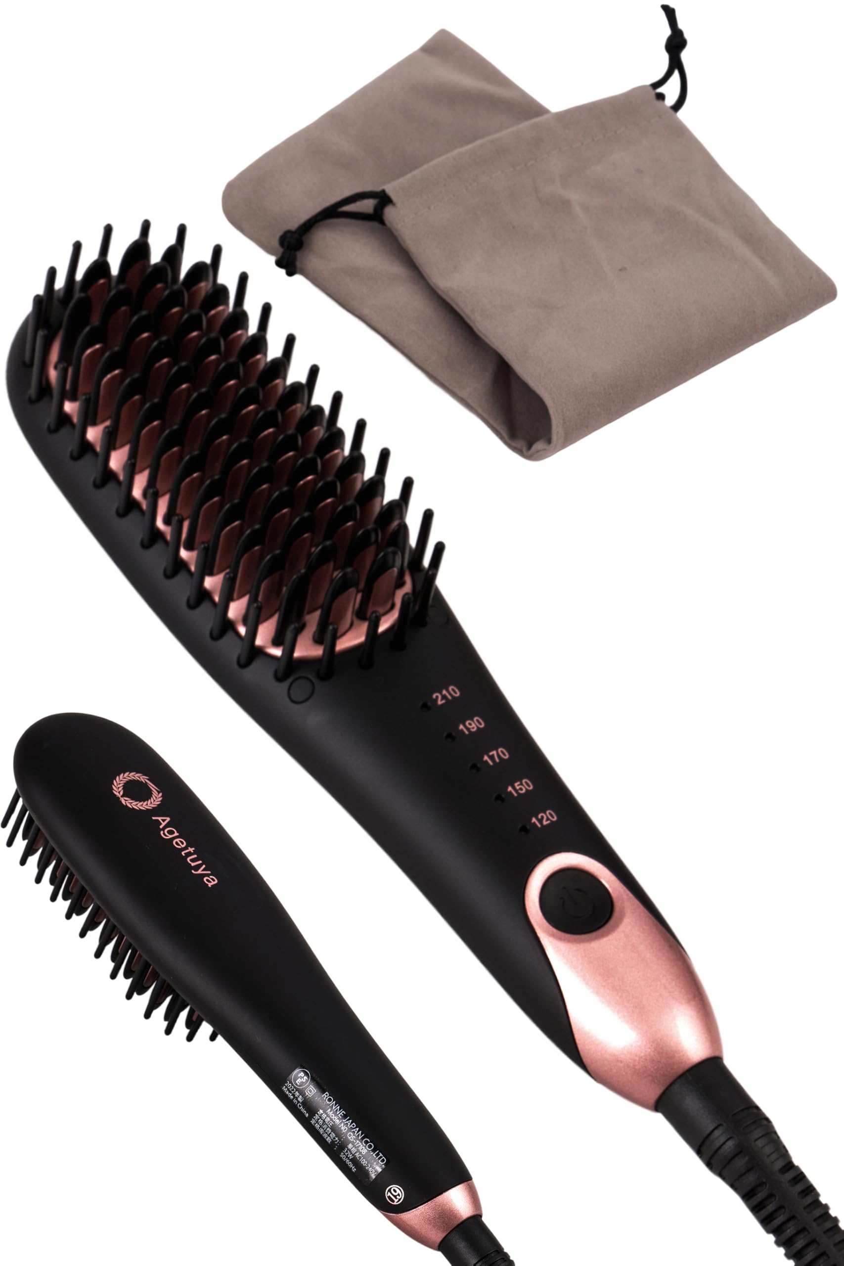 

Agetuya Heat Brush Portable Mini Brush Iron Black | International Voltage Compatible, Lightweight, Non-Damaging, Professional Grade, 210℃