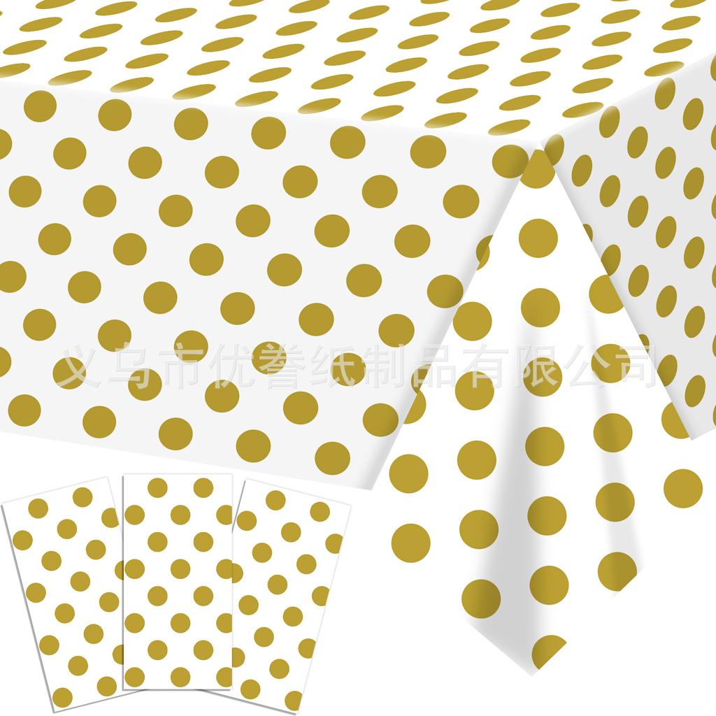 Spot Bronzing Weiß Foundation/Foundation/Blauer Hintergrund Großes Goldpunkt-Thema Tischdecke Einwegtischdecke Wasserdicht