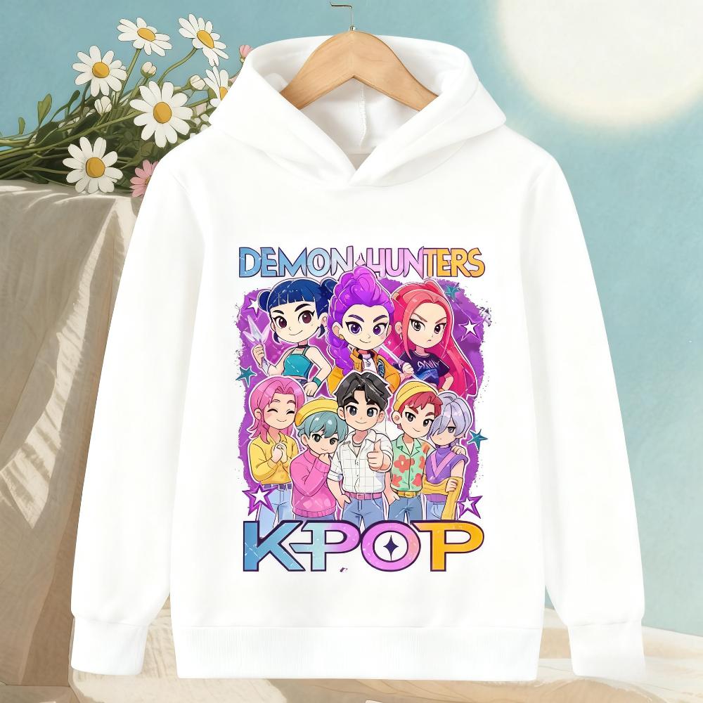 Kpop Demon Hunters Anime Fashion Cartoon Printed Casual Warm Comfortable Hooded Sweatshirt