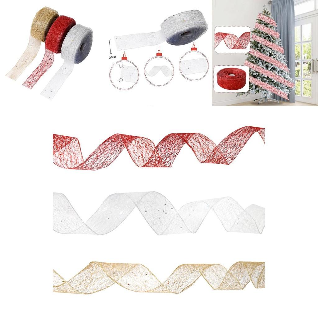 Meter Premium 2 Frayed Edge Christmas Ribbons In Red Gold And Silver For Chic Decoration Home
