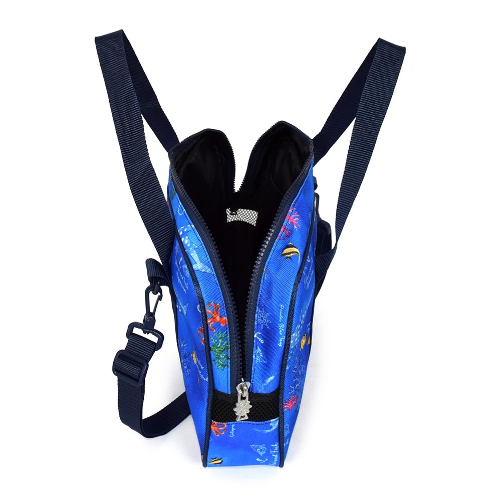 COLORFUL CANDY STYLE Calligraphy and Lightweight Blue Elementary School Bag Calligraphy Bag with Shoulder Bag, Water-Repellent (Side Mesh), Lagoon,
