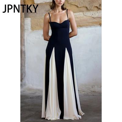 JPNTKY Women's Fashion Summer Spring Solid Color Print Sleeveless V-Neck Casual Dresses