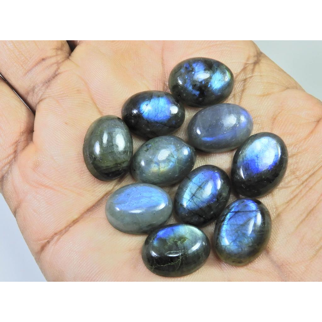 12X16MM Natural Labradorite Blue Fire Oval Cabochon Loose Gemstone 10Pcs Lot C-1060