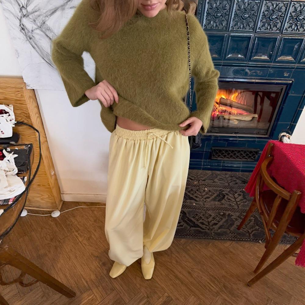 Fauler Stil Rundhals Faux Nerz Pullover Damen Frühling Herbst Locker Gestricktes Oberteil Premium Langarm Pullover