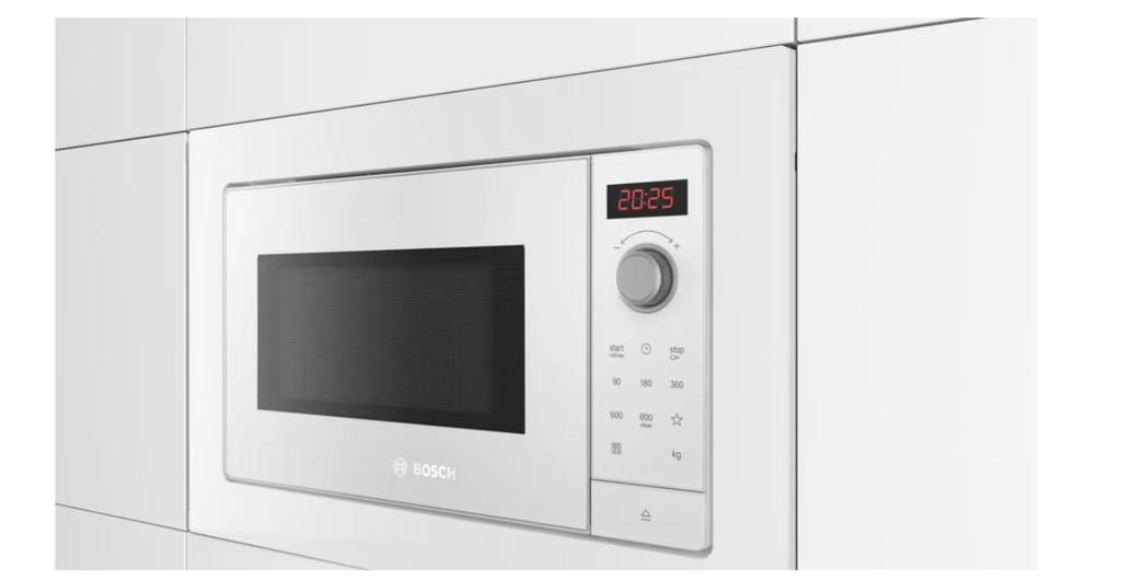 Φούρνος Μικροκυμάτων Bosch | BFL623MW3 | Εντοιχιζόμενος | 20 L | 800 W | Αερόθερμος | Λευκός