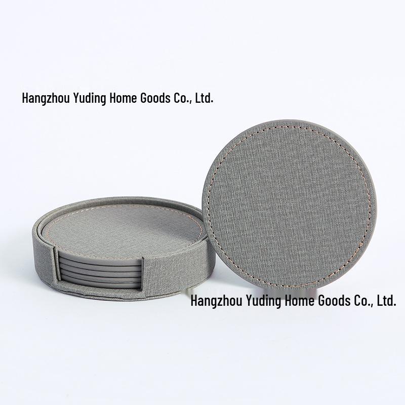 Round Double-Sided Leather Tea Coaster with Heat Insulation