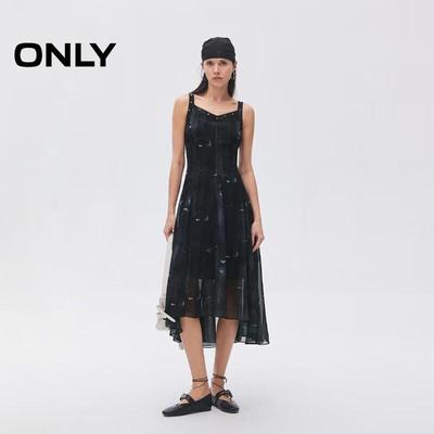 Damen 2025 Sommer Breitträger Unregelmäßiges Rüschen-Midi-Kleid