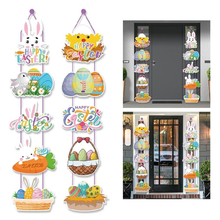 Easter Paper Door Hanging Pendant Rabbit Eggs Door Hangers Decorative Plaques Sign