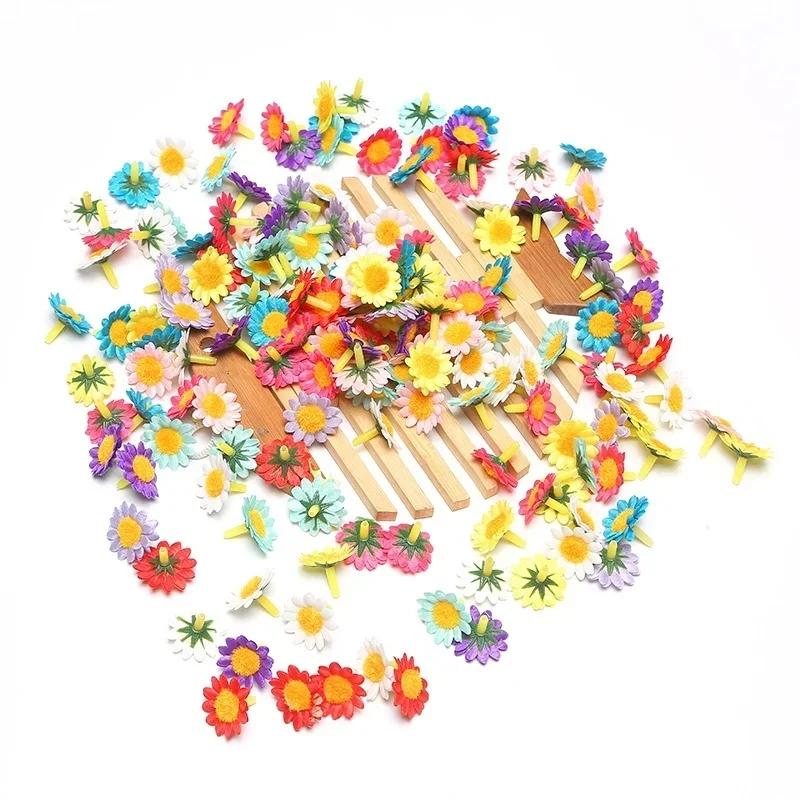 100 Stück/Beutel Simulierte Chrysantheme DIY Sonnenblumenkopf Heimparty Dekoration Bogen Tür Straßenblume Kranz Kopfschmuck Großhandel
