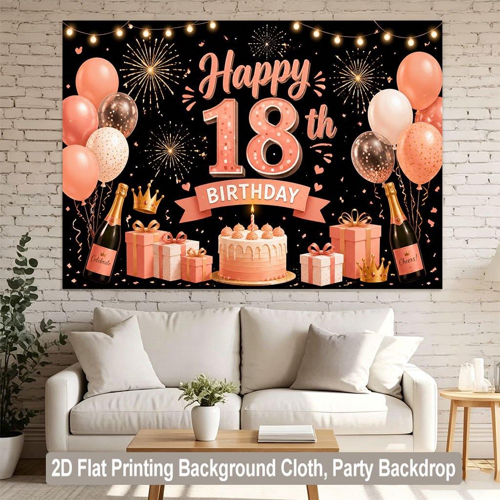2D Flat Backdrop1pc Birthday Party Backdrop Banner Polyester Wall Decor For Living Room Bedroom Office Outdoor Decor Party Holiday Gift