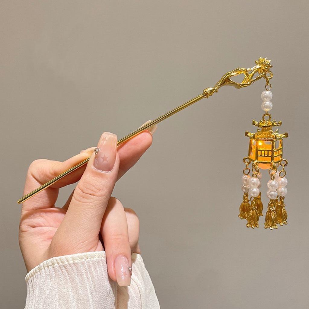 

Современная китайская металлическая заколка для волос: Вдохновленная античностью, простая прическа пучок для женщин