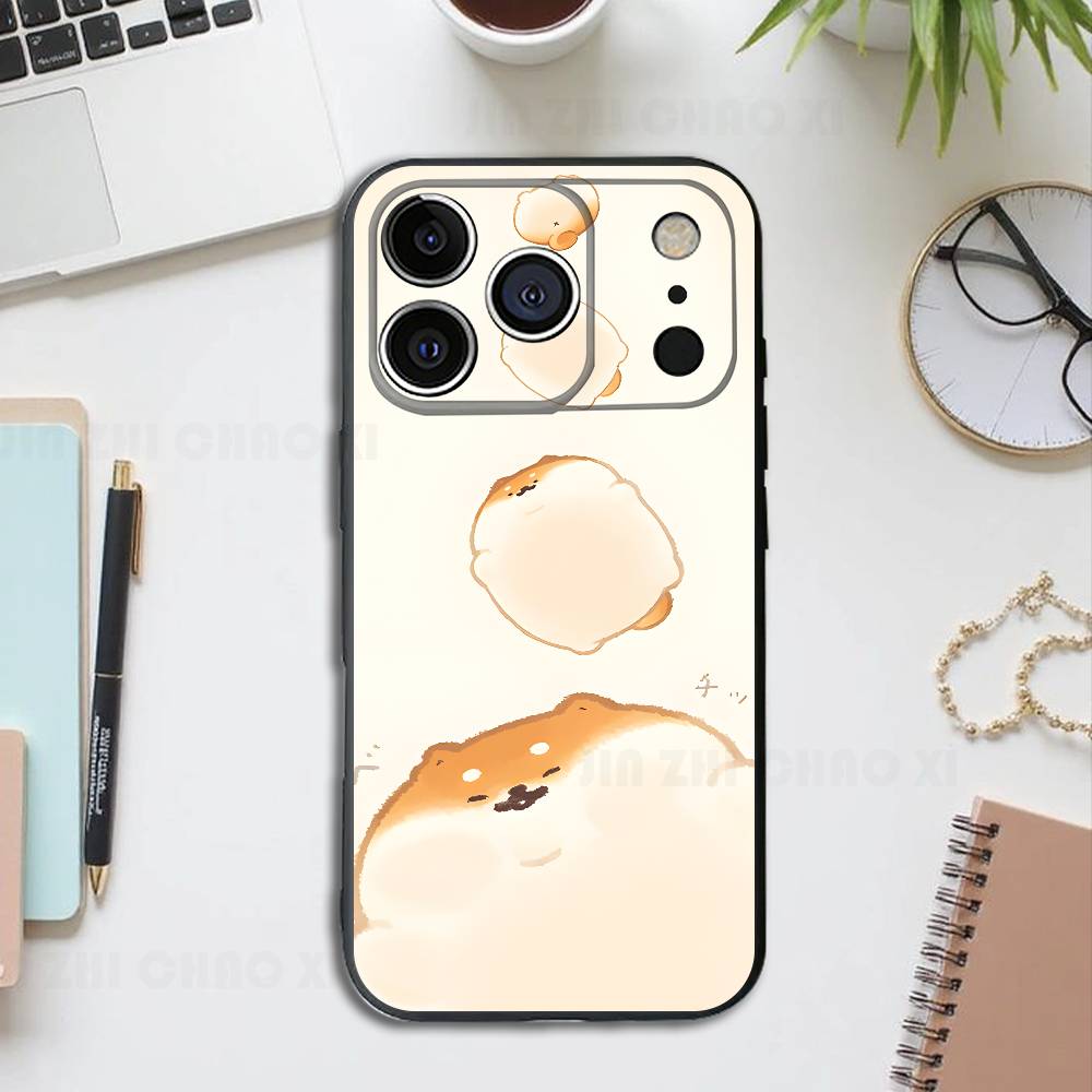 Funny Dog Corgi Black Phone Case For IPhone 17 16 15 14 13 12 13 12 11 Pro Max Plus XS XR Silicone Soft Back Cover