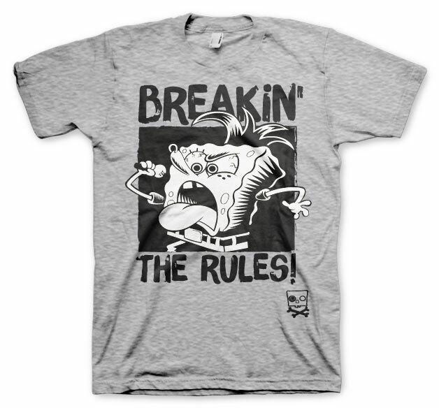 Officially Licensed Sponge Bob Breakin´ The Rules Men S T-Shirt S-XXL Sizes L
