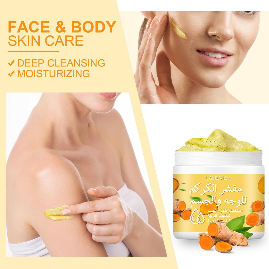 Turmeric Face & Body Scrub- Deep Cleansing of the Skin, Improve Skin Texture, Exfoliating Scrub for All Skin Types,200g