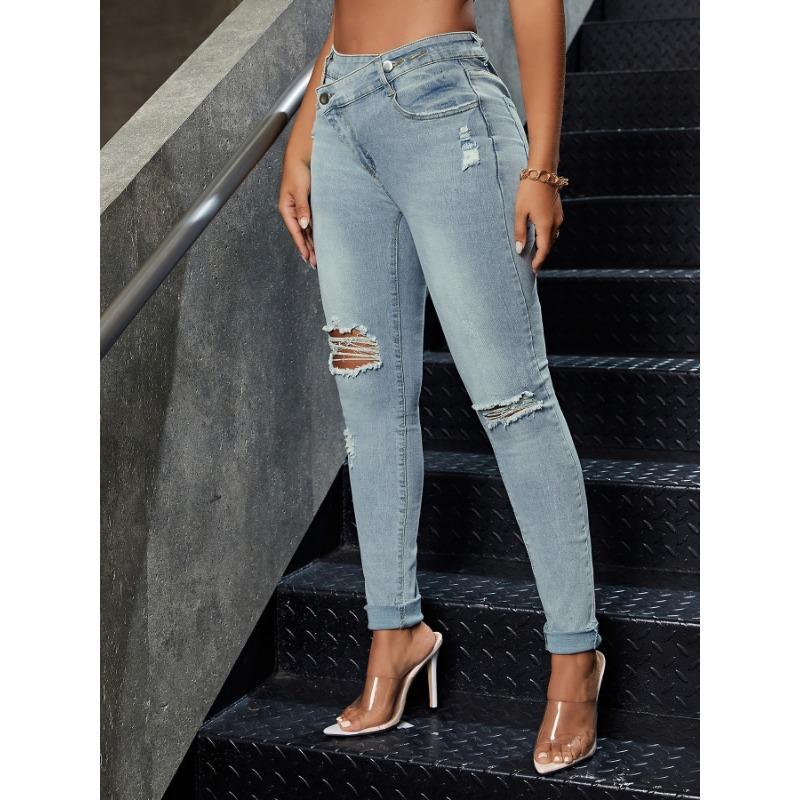 High-waisted Jeans Women's Pant Stretch Thin Slim Small Foot Pencil Trousers