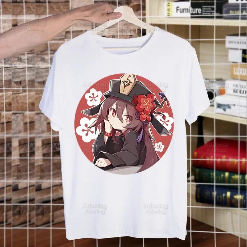 Genshin Impact HuTao Cartoon Kawaii  Unisex's Tshirt Cute Shirt  Unisexs Fashion T-Shirt For  Unisex Casual Tops Short Sleeve Shirt
