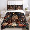3pcs Domineering Cat & Flowers Bedding Set, Including Without Filling, Soft and Comfortable Home Bedroom M050
