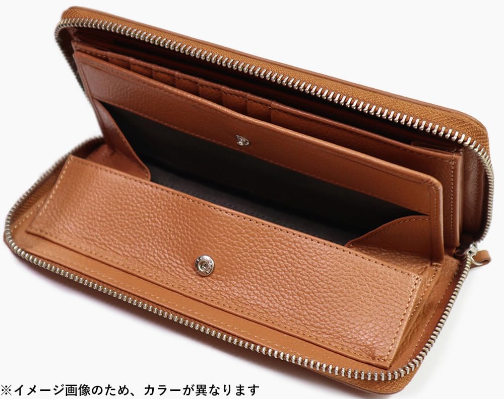 Portofel lung rotund Portofel lung din piele de vacă roz cromat [Creed] R-MILLED 335C117#35