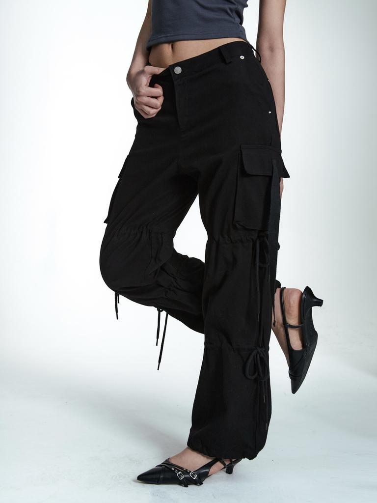 MLK Pocket Cargo String Pants (Black)