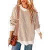2025 Winter Striped Color Block Sweater for Women – European American Fashion, Warm Loose Versatile Knit Pullover