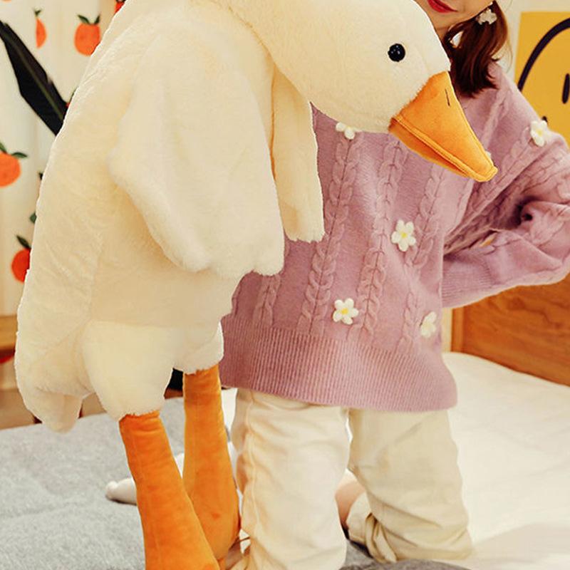 New big white goose throw pillow, long sleeping pillow, sleeping doll, children and girls gift, big goose plush toy