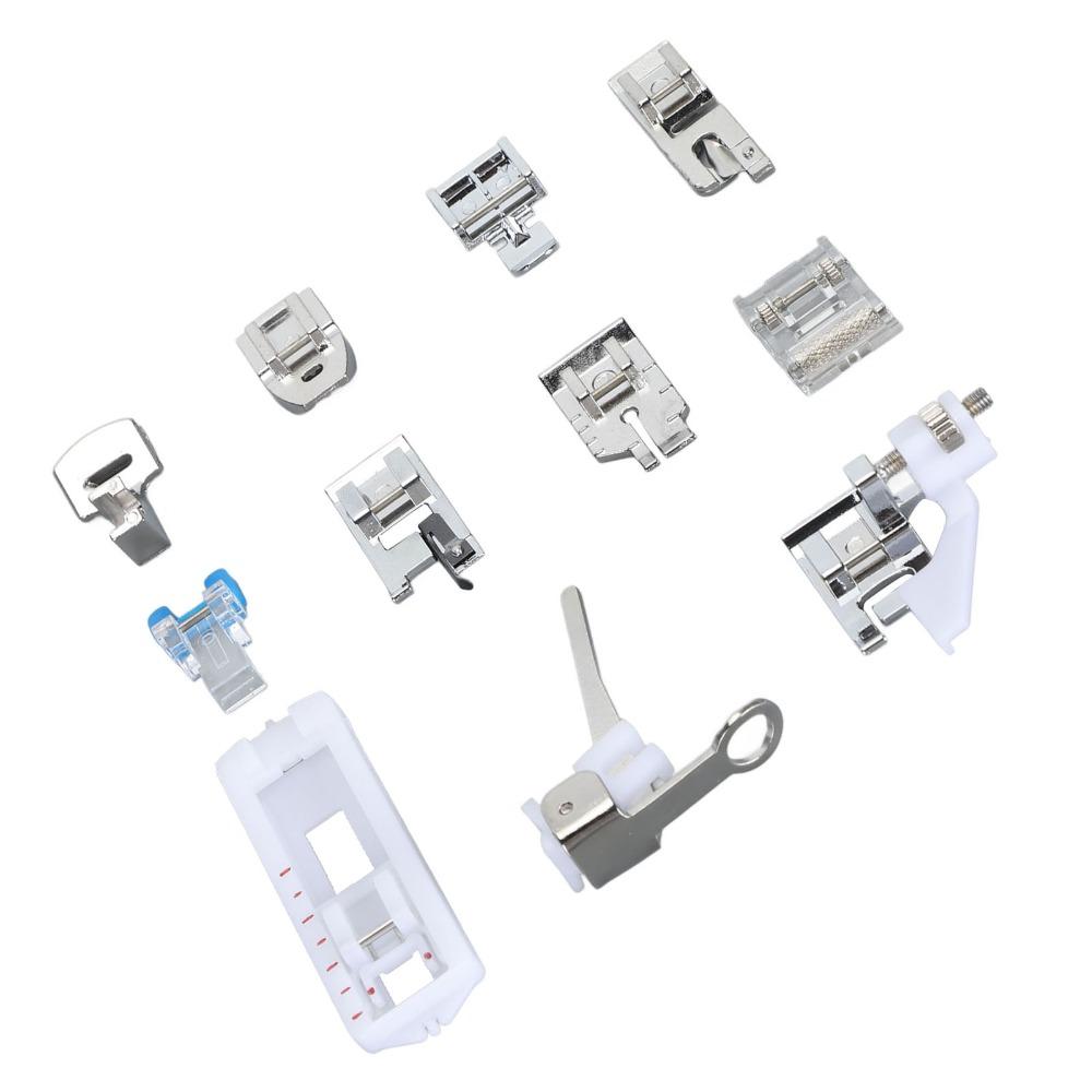 11pcs Snap On Design Sewing Machine Presser Foot Set MultiFunction Universal Replacement Presser Foot Low Shank Type Zinc Alloy