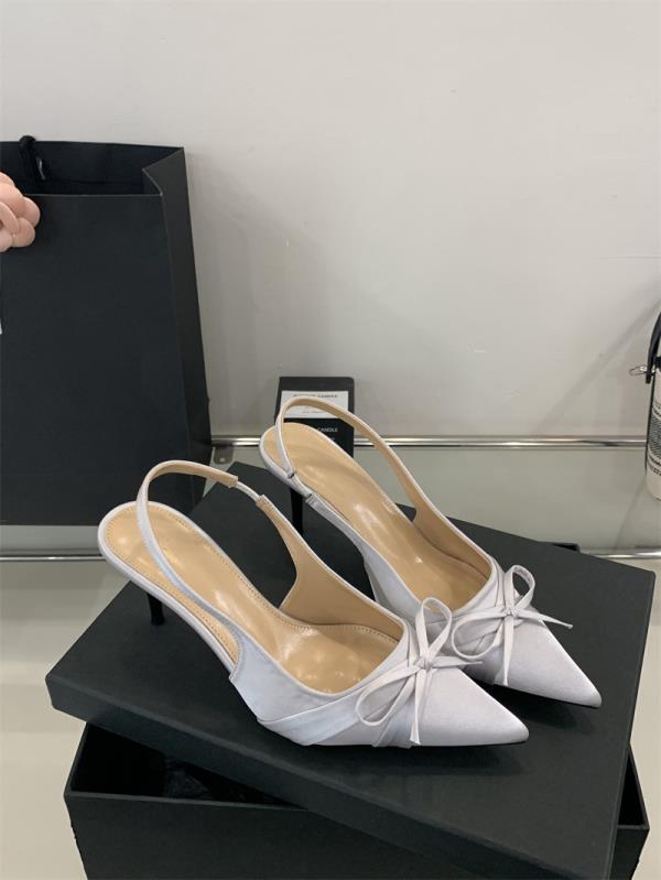 

Fashion Low Heel Shoe Brief Pumps Pointed Wedge 2025 Slingback Sandals Ladies Low-Heeled Sweet Toe Bow Summer Casual Beige Orange Latest 35