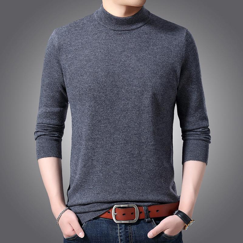 

Soft and Fashionable Sweatwear Mens Anti-pilling High Quality Knitted Turtleneck Sweater Slim Fit Long Sleeve Pullover Solid Color Trend Men Clothing 3XL сірий