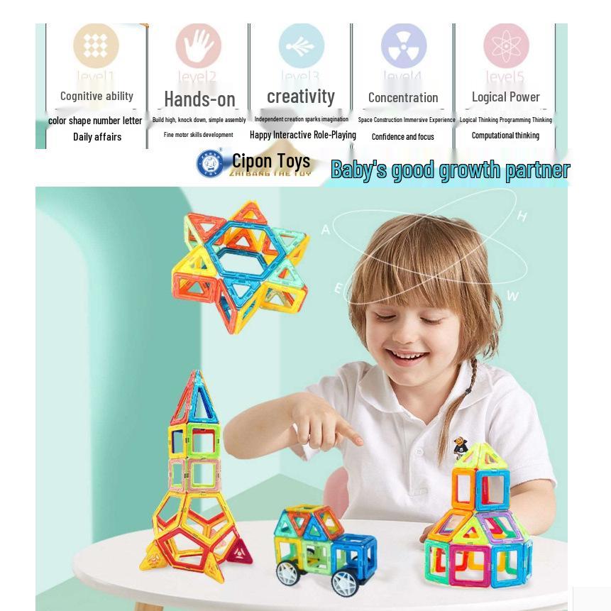 

G-BON Magnetic Tiles Building Blocks: Educational Brain Teaser Toy for Children